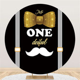 Lofaris Black Gold Mr Onderful Beard Circle Birthday Backdrop
